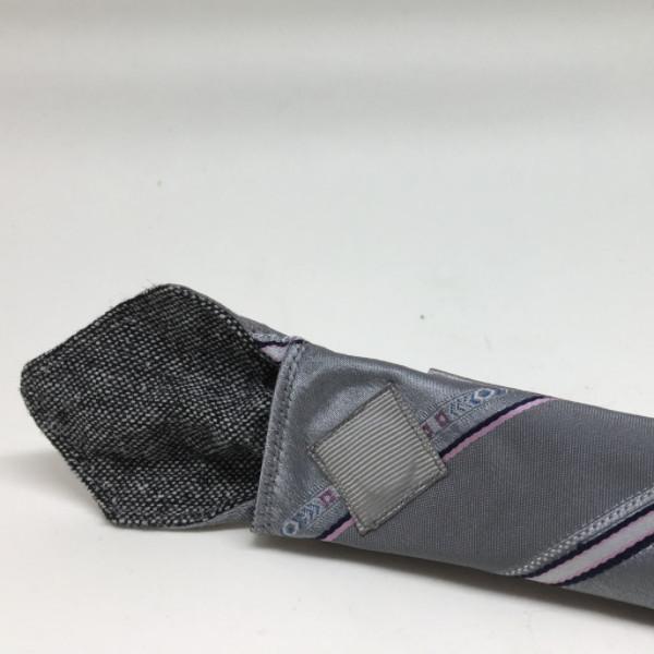 Étui à aiguilles droites en bois de 34cm - Gris avec rayures violet et rose pâle