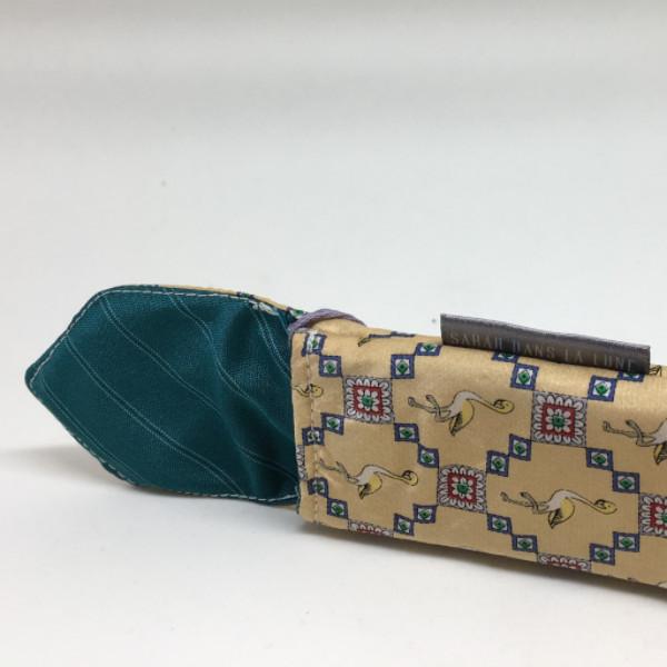 Étui à aiguilles droites en bois de 34cm - Jaune avec flamands et carreaux colorés