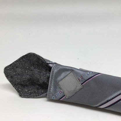 Étui à aiguilles droites en bois de 34cm - Gris avec rayures violet et rose pâle